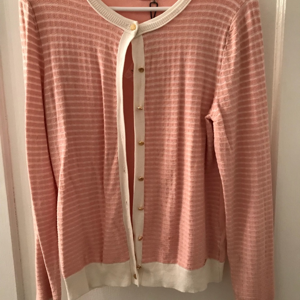 Pink and white stripped Calvin Klein sweater